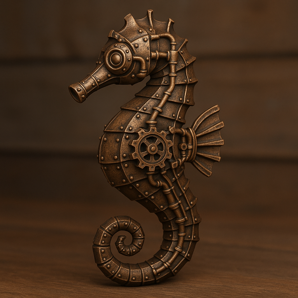 Cavalo-marinho steampunk 12 cm decoração 3D